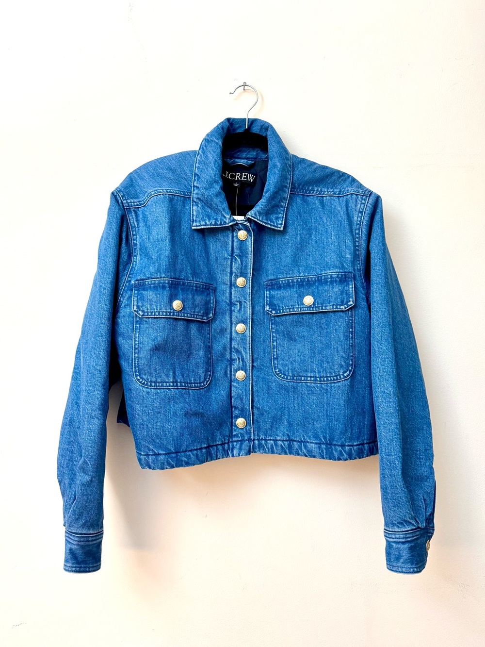 J.CREW Cropped Denim Puffer Jacket